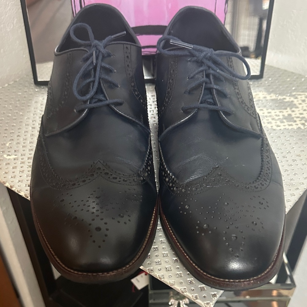 Zanzara Classic Navy Blue Oxford Shoes, Size 12